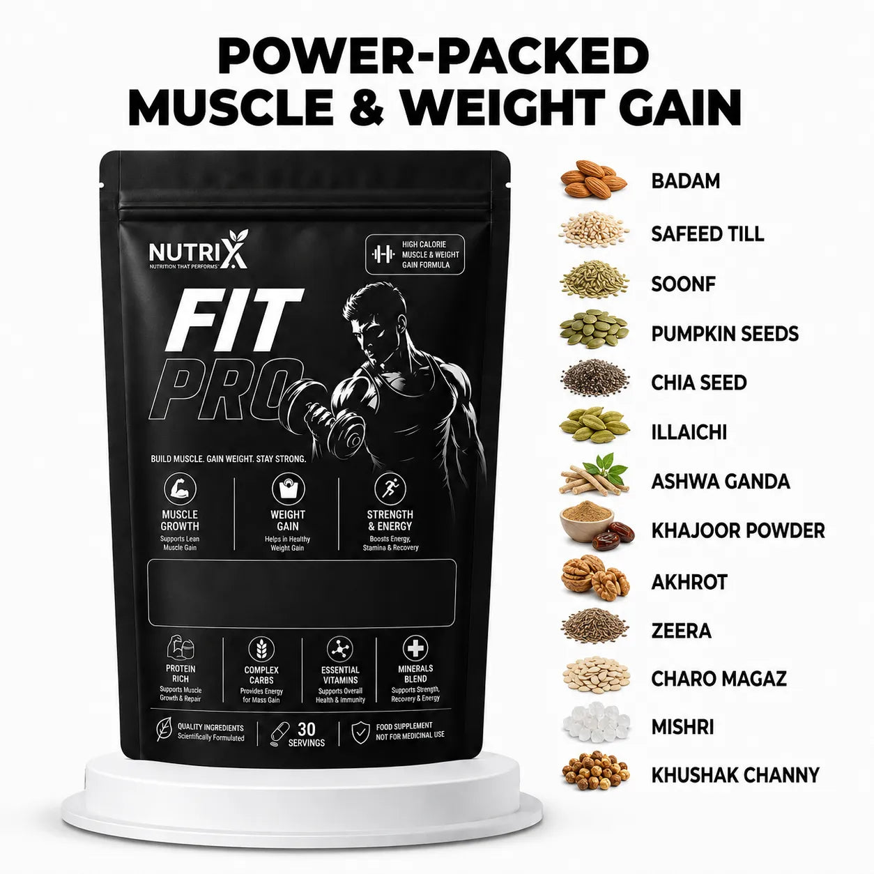 Fit Pro – High-Calorie Muscle & Healthy Weight Gain Formula | Pure Herb's