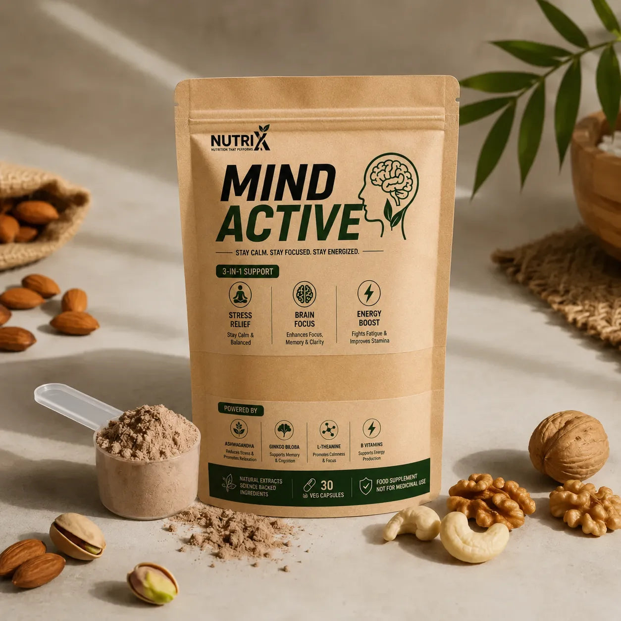 Mind Active – Stress Relief, Brain Focus & Energy Support | Pure Herb's